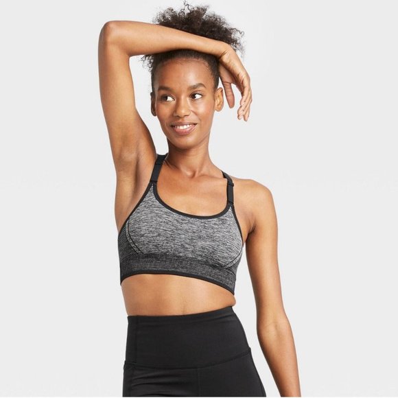 All in Motion - Sports Bra Medium Support, Crisscross Racerback - Large • Gray - Picture 1 of 9